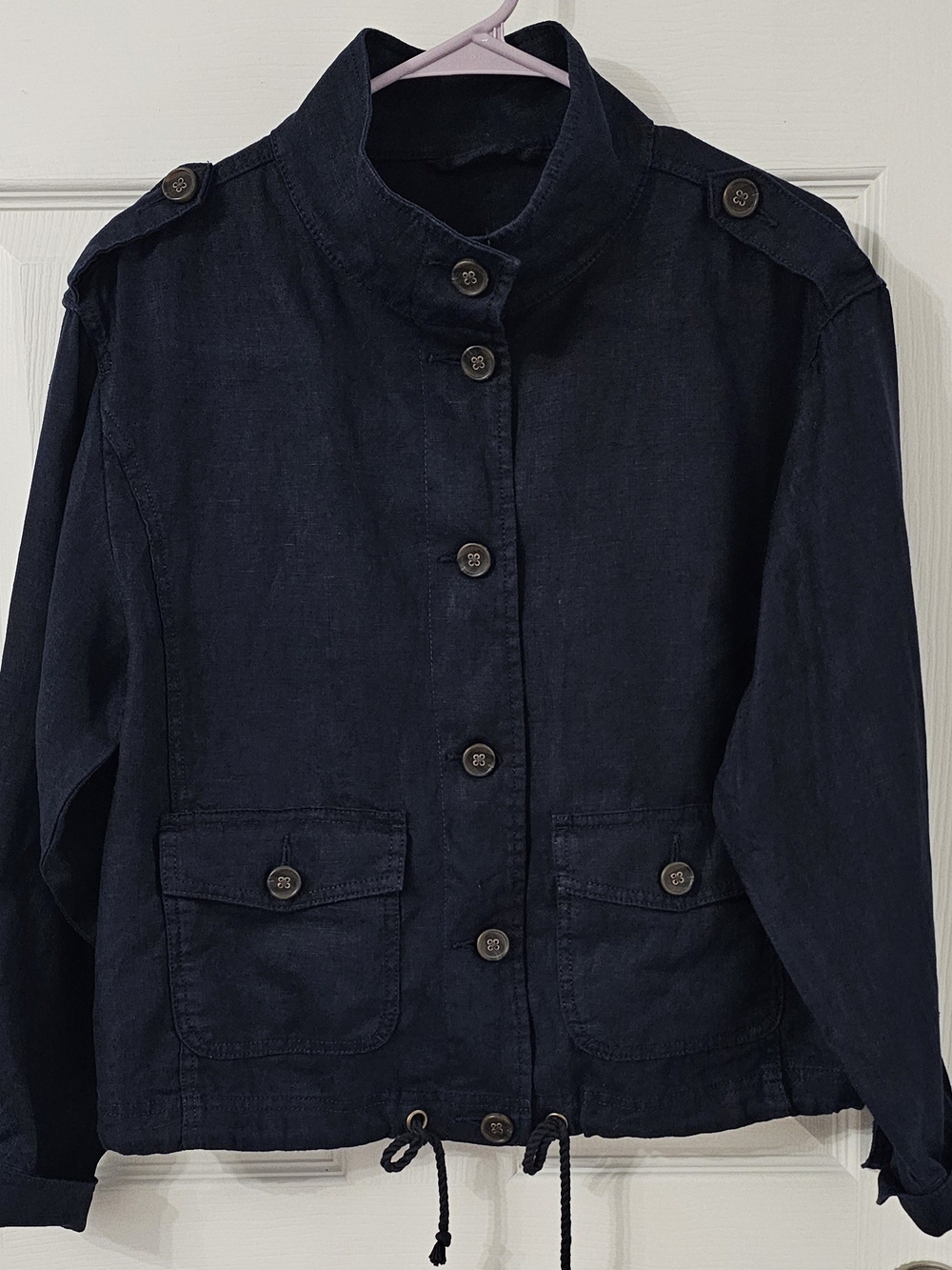 Source Unknown Navy Button-Front Utility Jacket with Epaulets